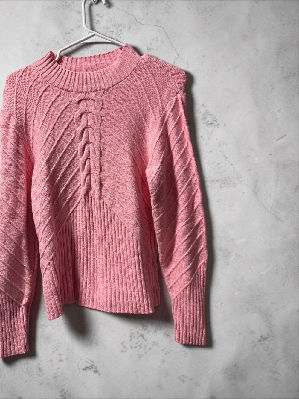 Jessica Simpson Pink Cable-Knit Crewneck Sweater